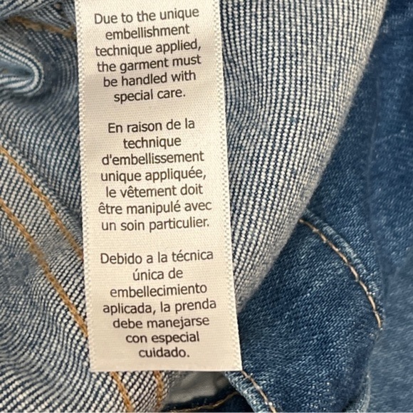 FRAME Denim Le High Straight Embellished Raw Hem Jeans - Picture 9 of 9